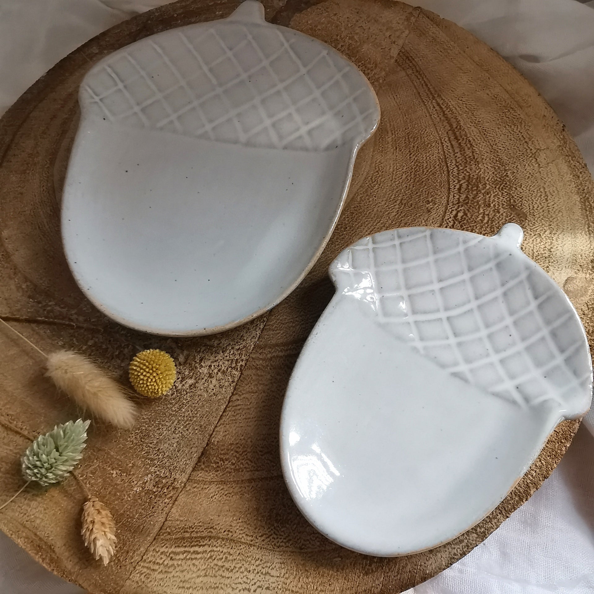 White ceramic acorn dish trinket