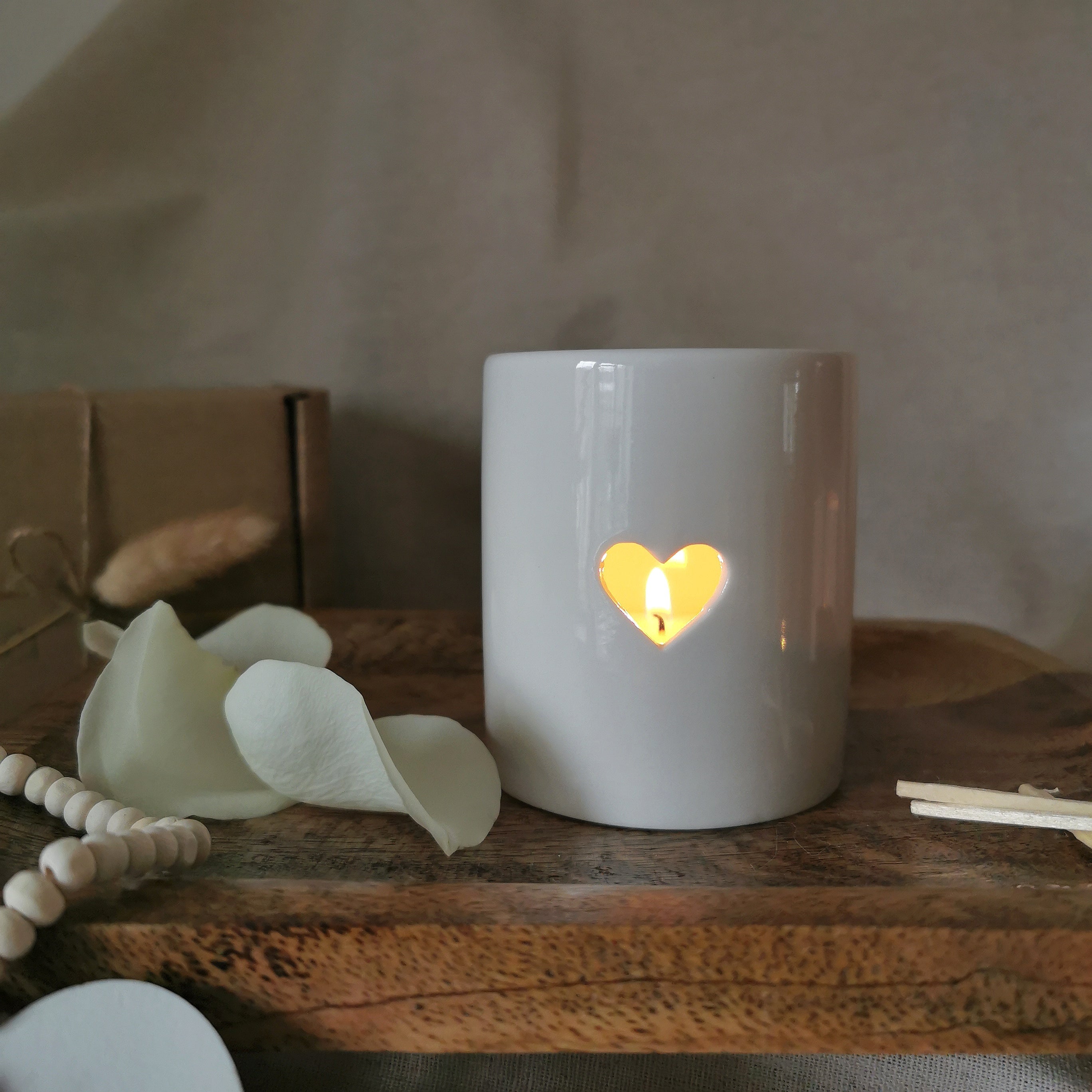 Star & Heart Ceramic Tea Light Holder