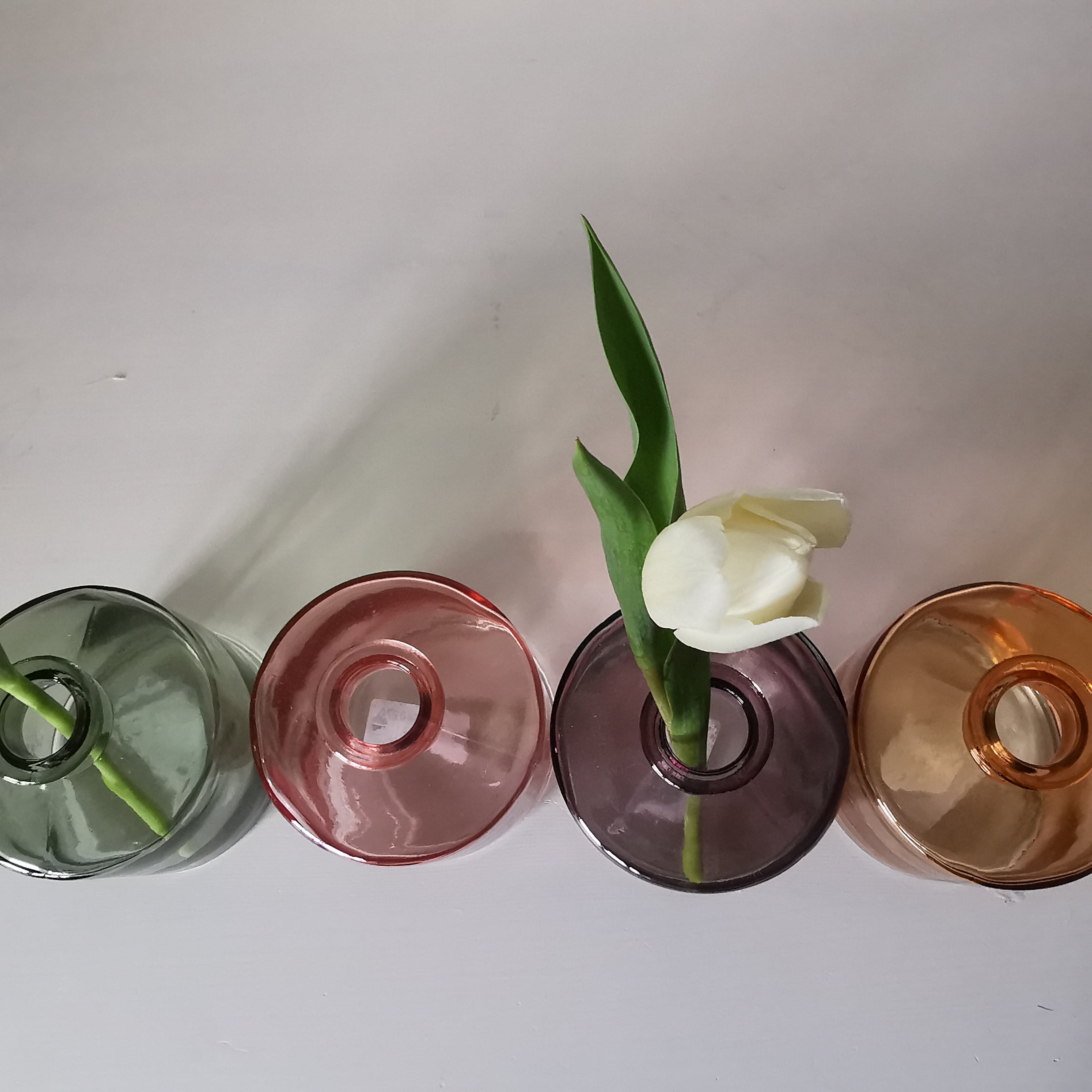 Squat Glass Vase Bottle Summer Colours