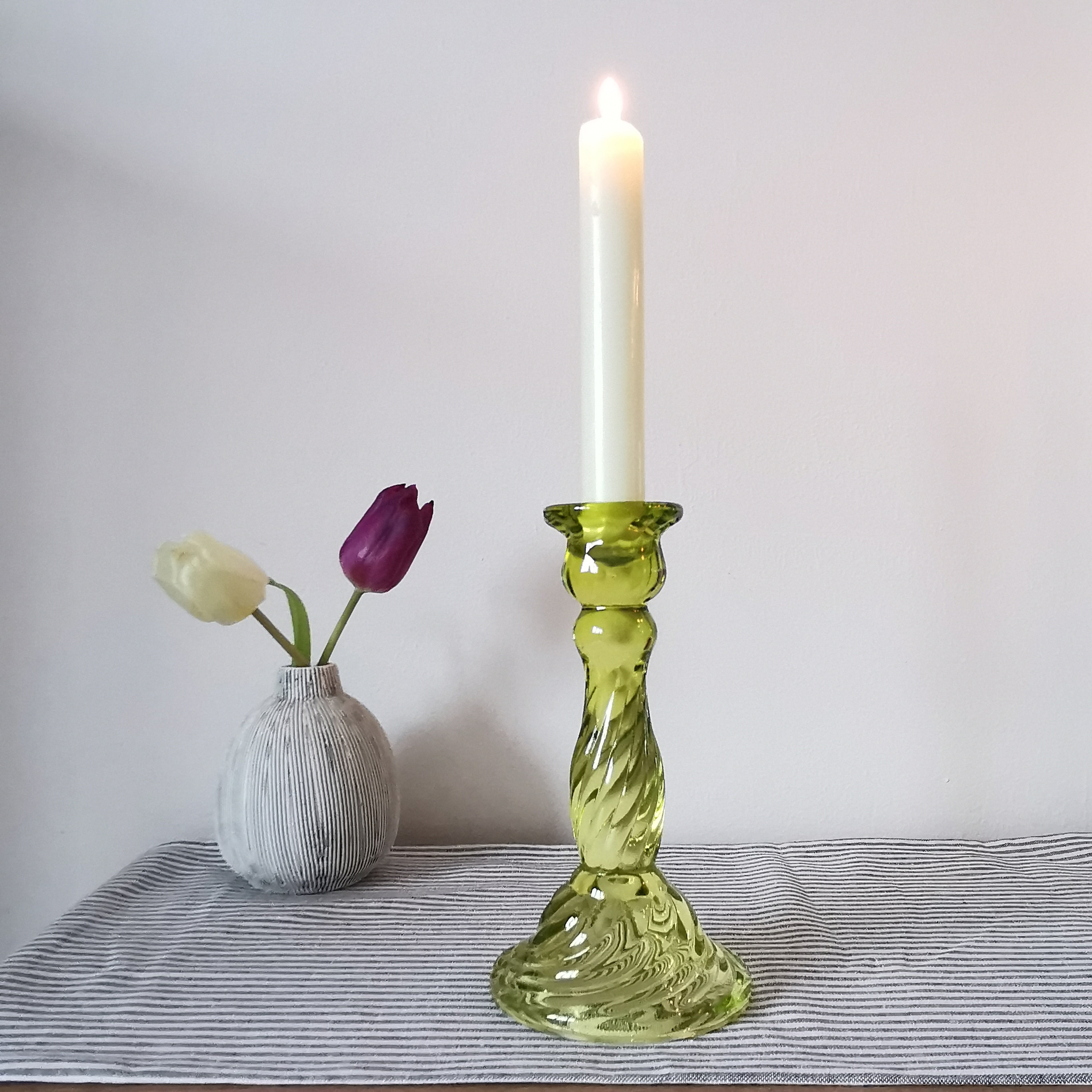 Twist Glass Candlestick Holder