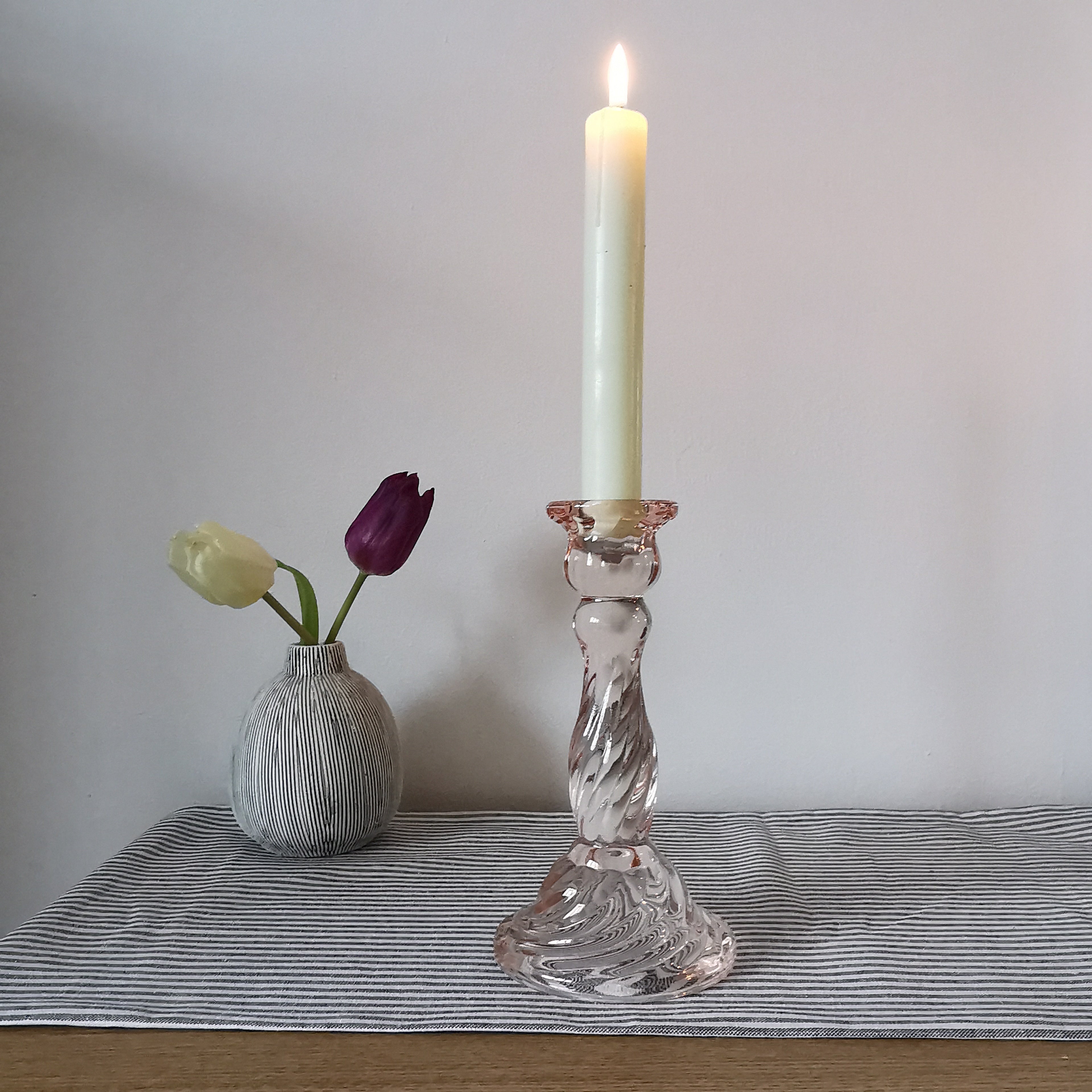 Twist Glass Candlestick Holder