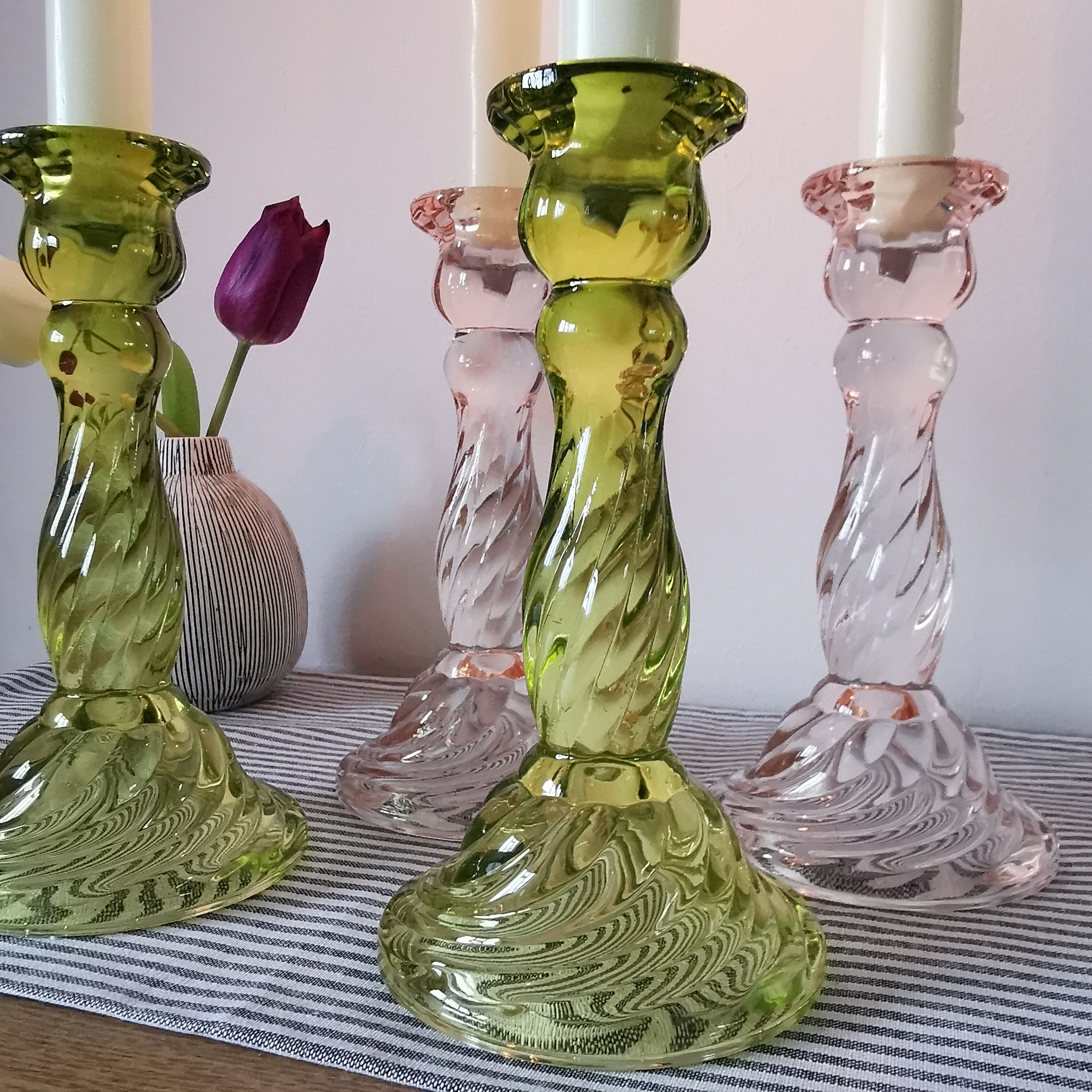 Twist Glass Candlestick Holder