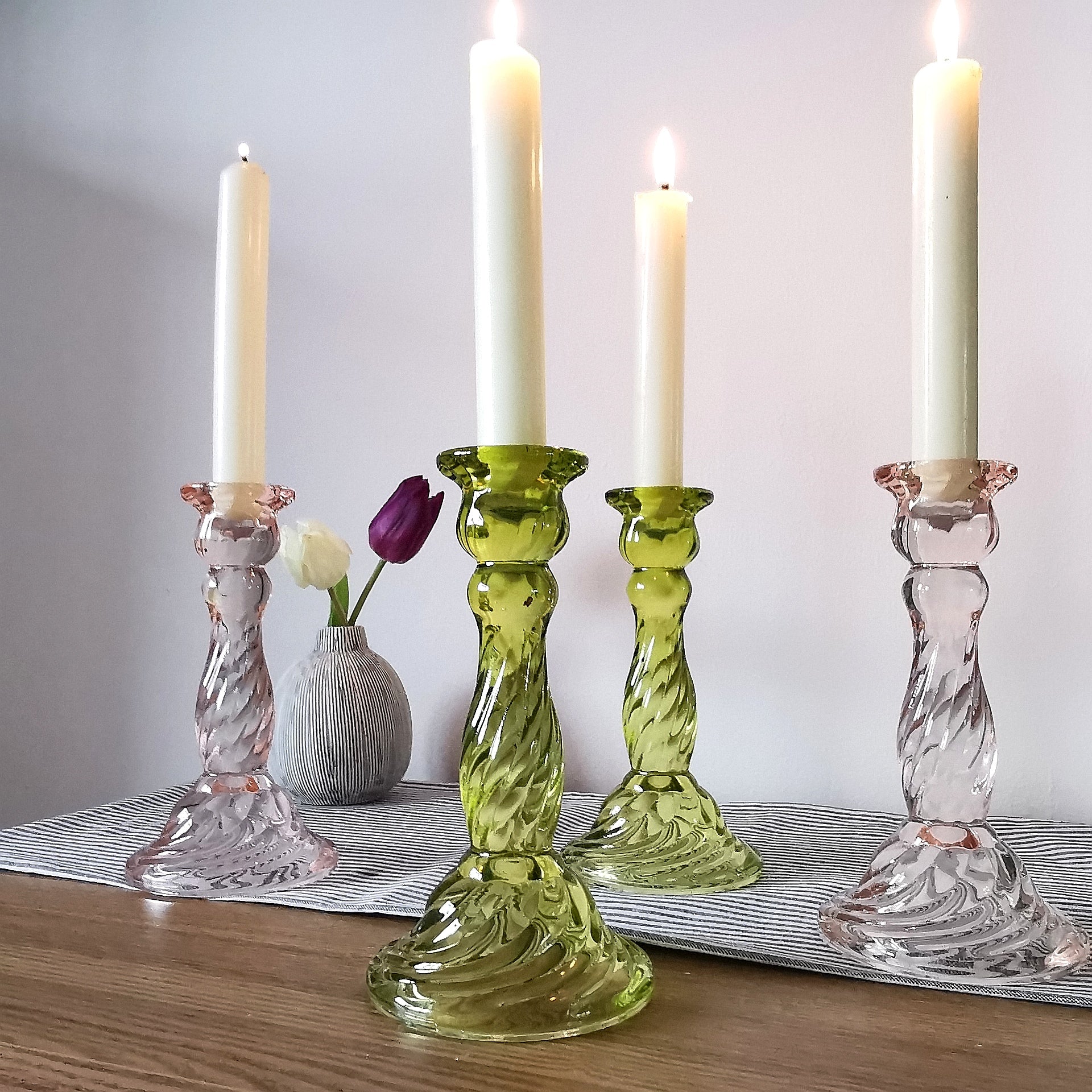 Twist Glass Candlestick Holder