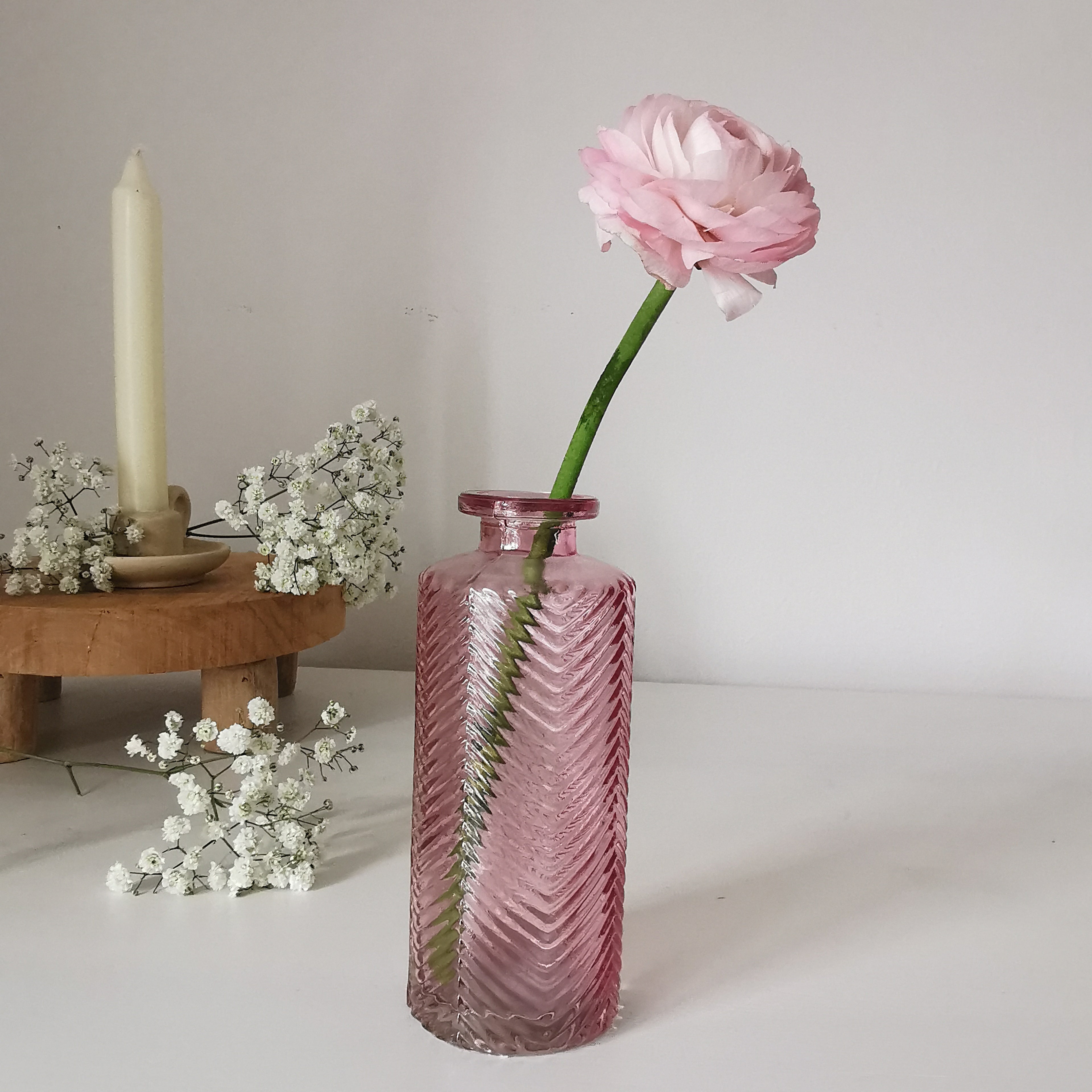 Herringbone Glass Bottle Vase