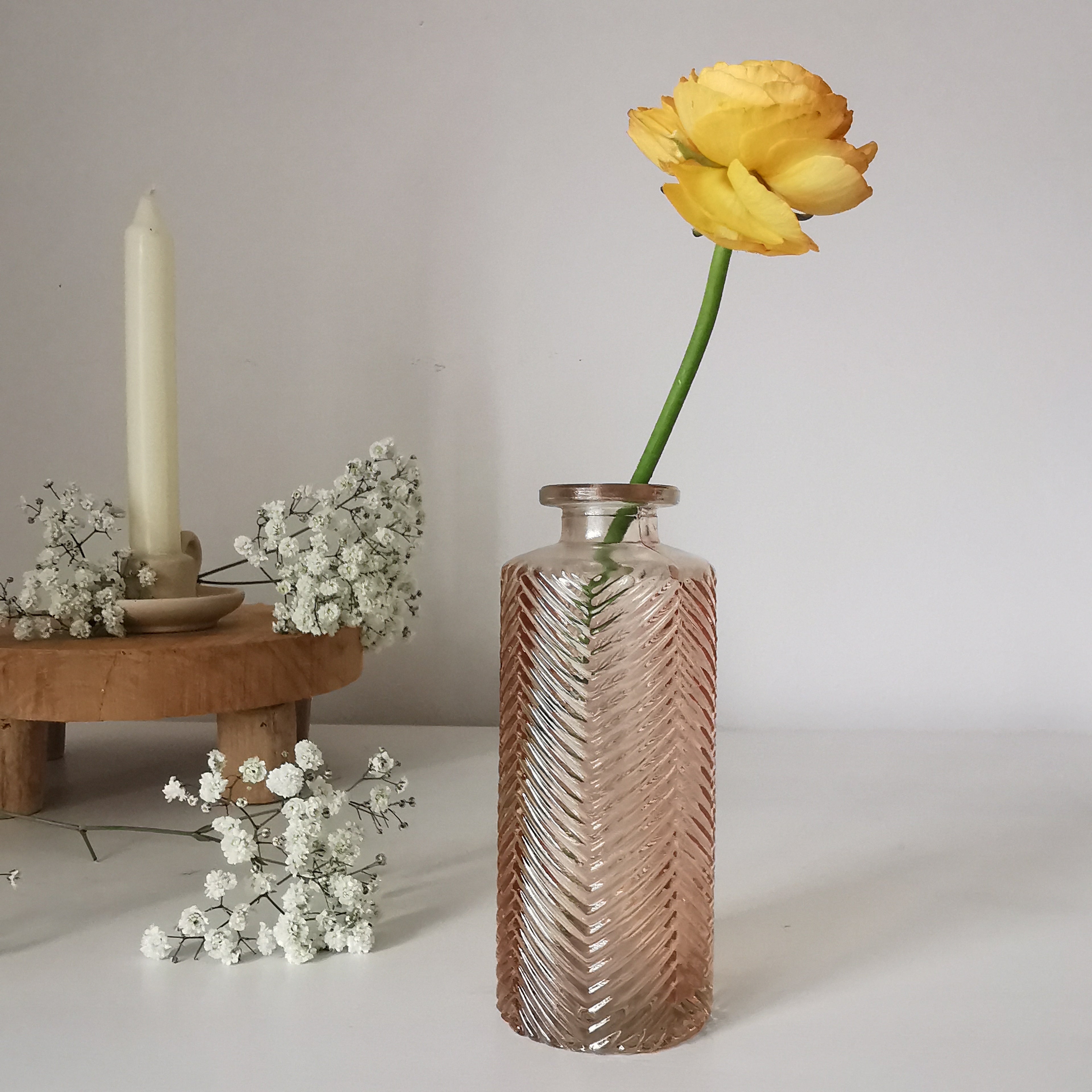 Herringbone Glass Bottle Vase