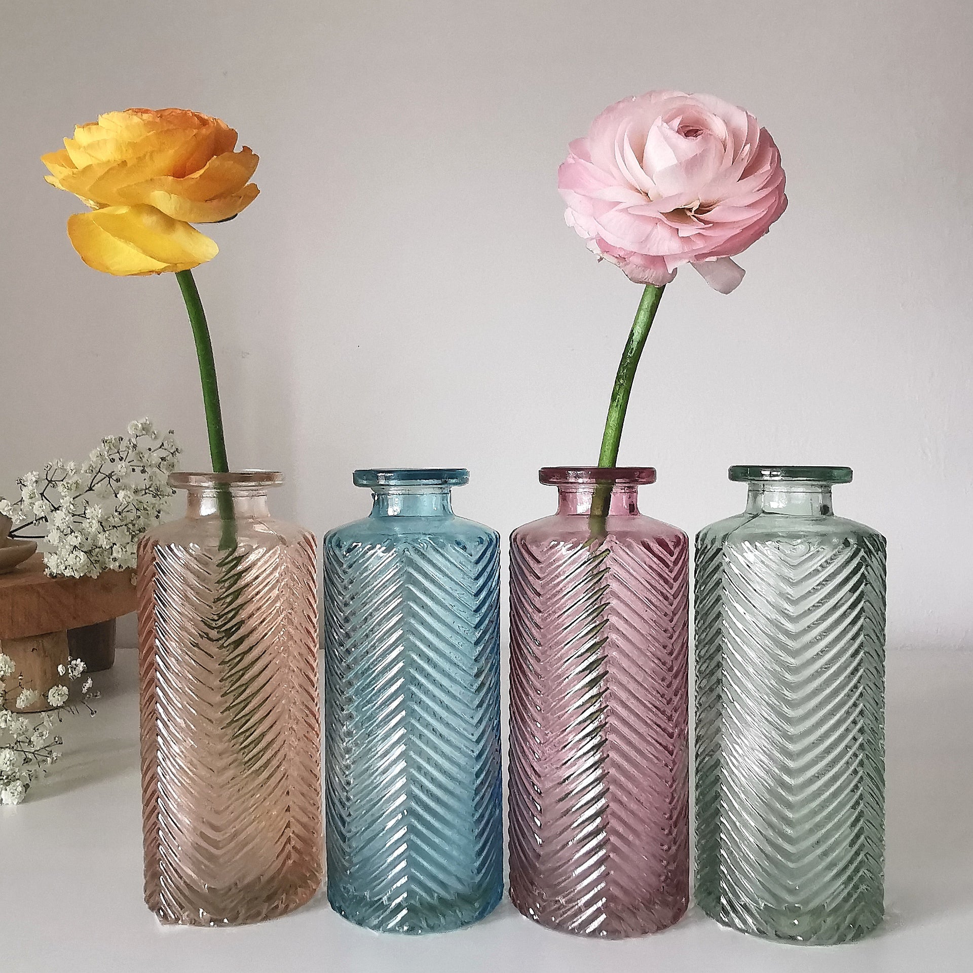 Herringbone Glass Bottle Vase