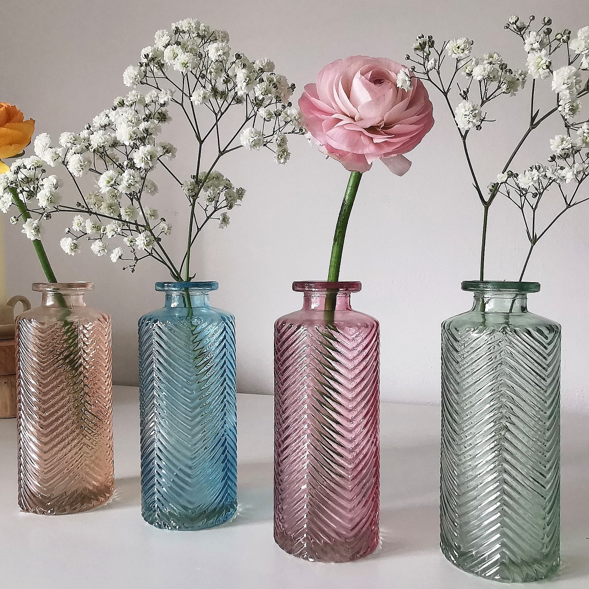 Herringbone Glass Bottle Vase