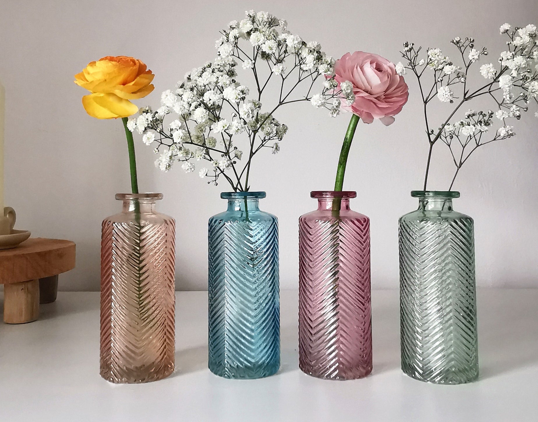 Herringbone Glass Bottle Vase