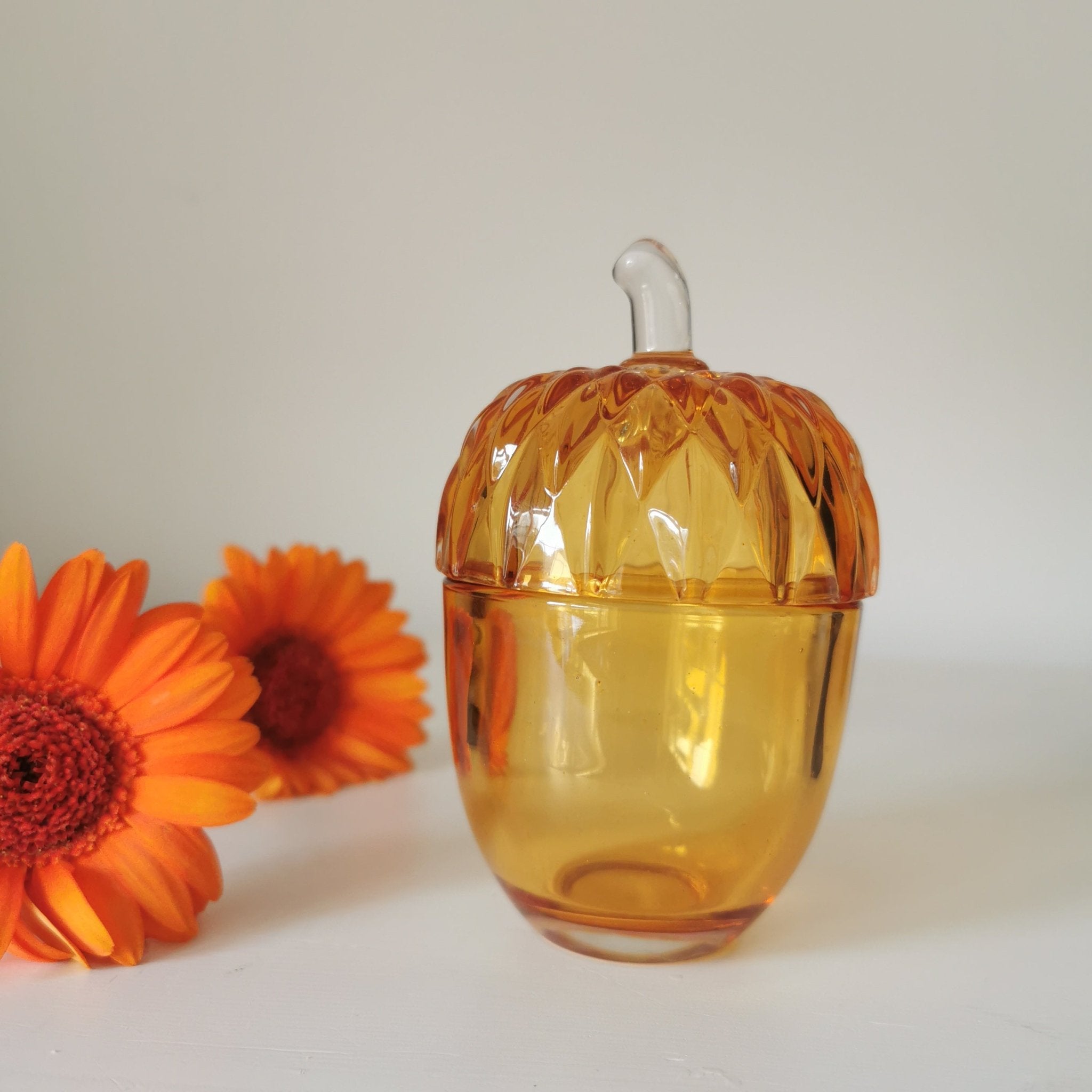 Small Glass Acorn Decorative Storage Jar