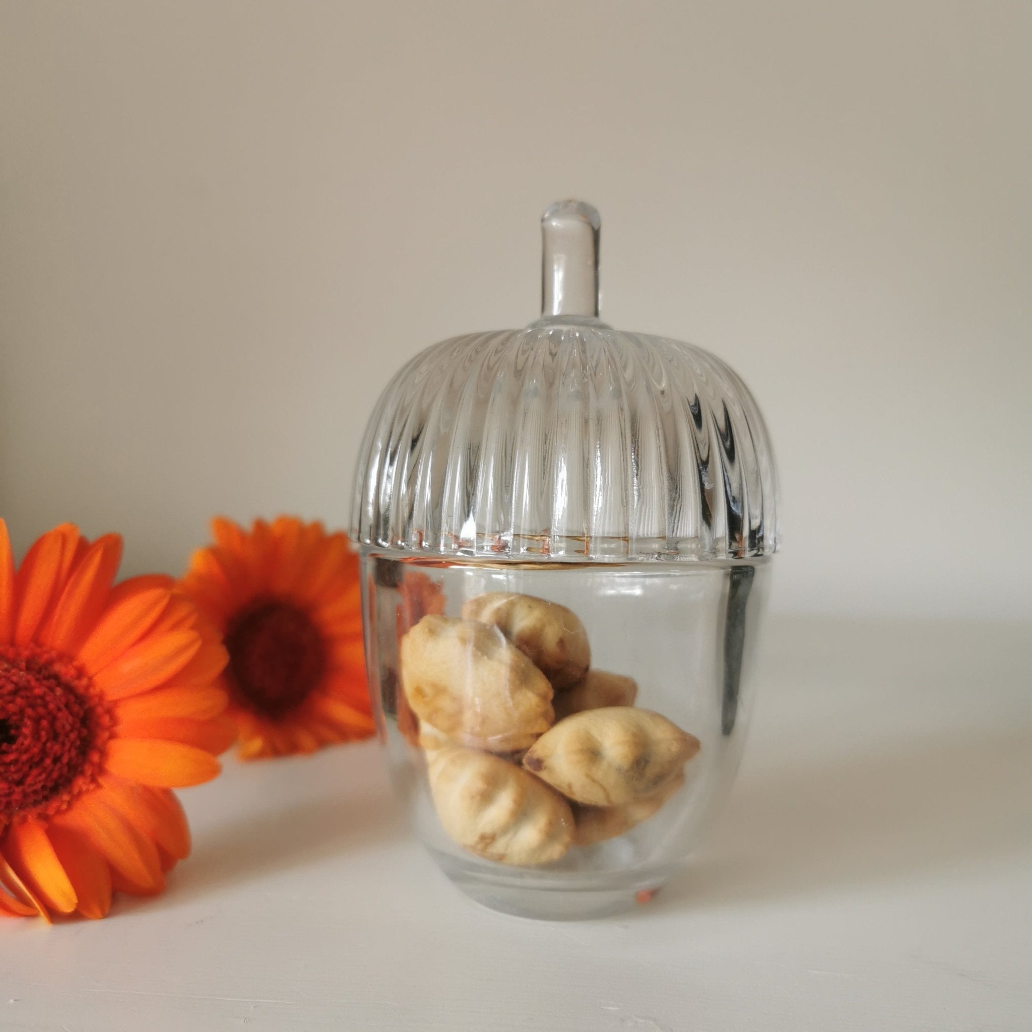 Small Glass Acorn Decorative Storage Jar