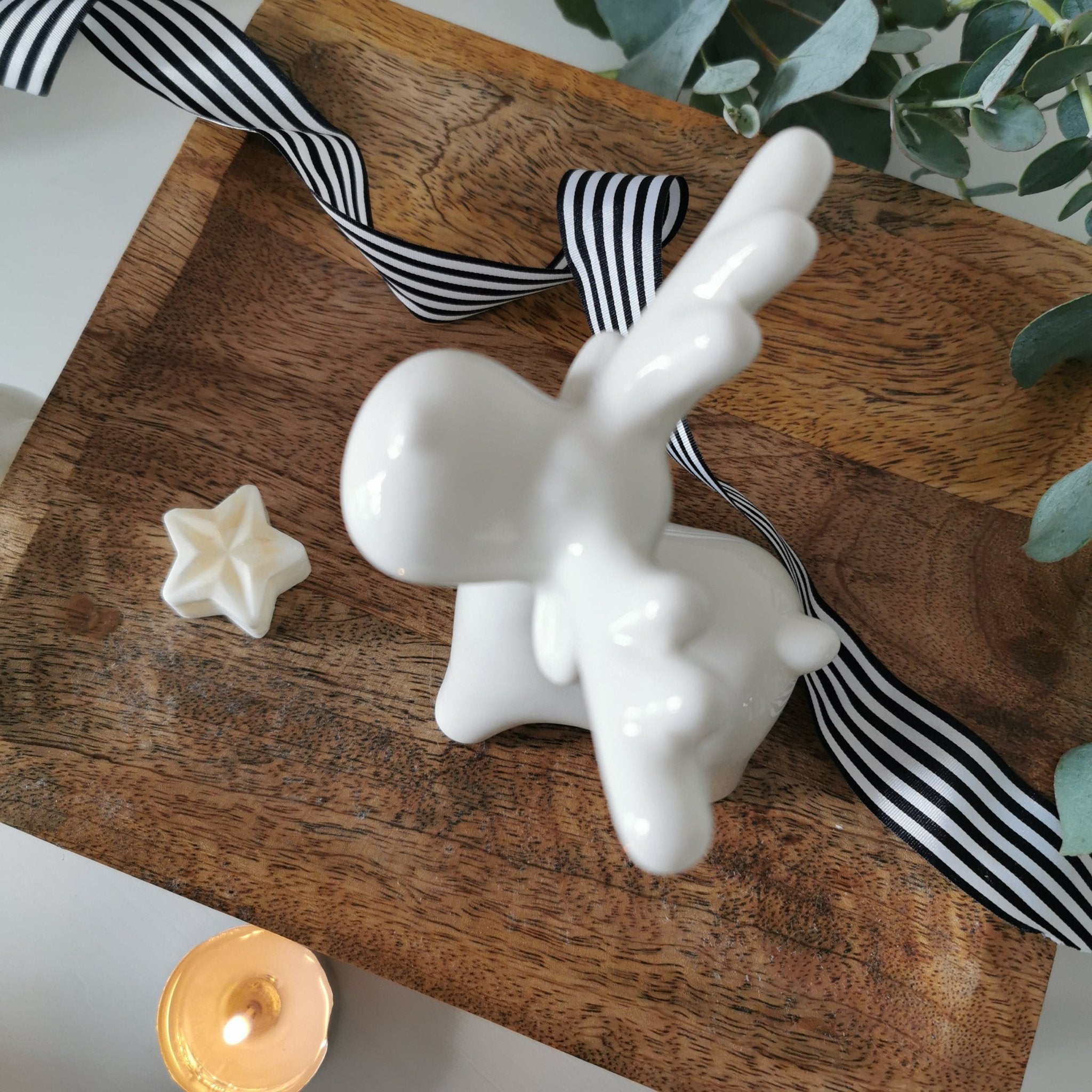 Minimalist Ceramic Reindeer Ornament