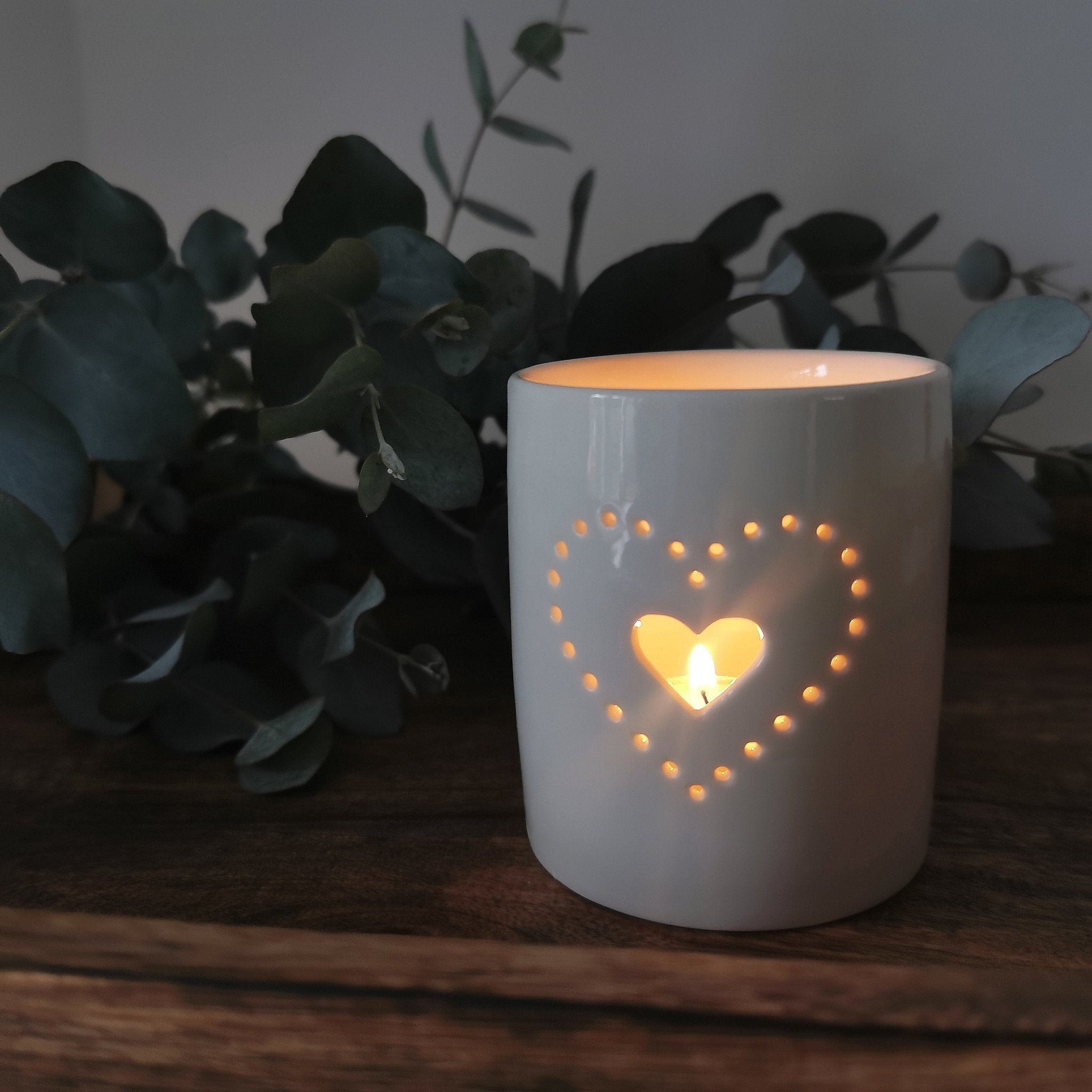 Star & Heart Ceramic Tea Light Holder