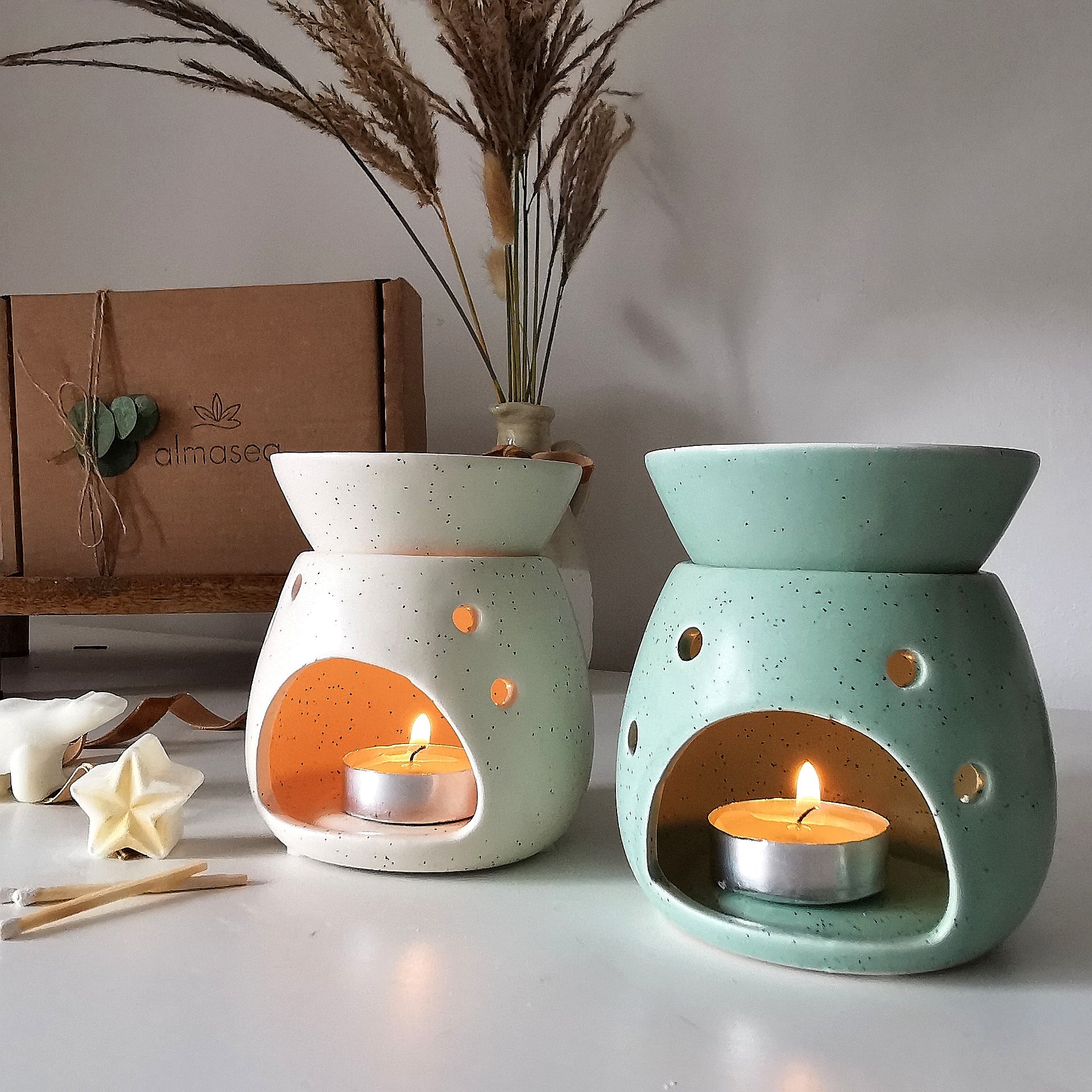 Aqua Green & Stone Speckled Wax Melt Warmer Oil Burner